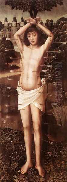 St Sebastian 1480-90 Oil Painting by Master of the Saint Lucy Legend