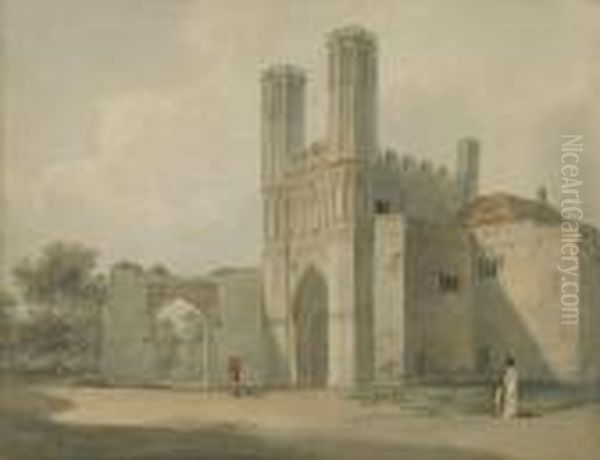 St. Augustine's Gate, Canterbury Oil Painting by Paul Sandby