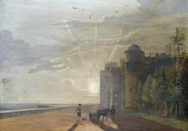 The North Terrace, Windsor Castle, Looking West Oil Painting by Paul Sandby