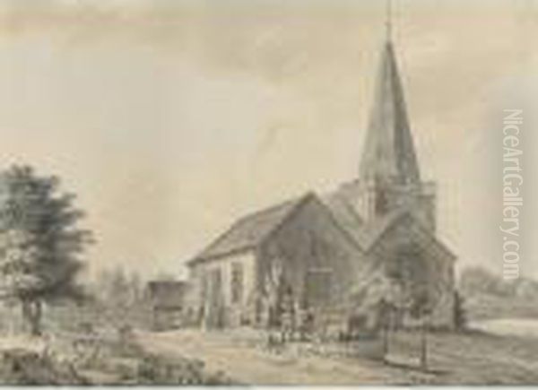 Stoke Poges Church, Berkshire Oil Painting by Paul Sandby