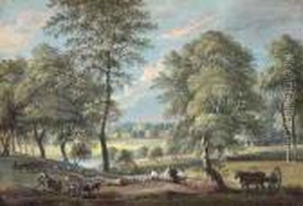 Foresters In Windsor Great Park Oil Painting by Paul Sandby