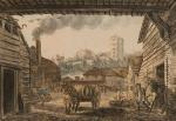 Windsor From Mr Isherwood's Brewhouse Indatchet Lane Oil Painting by Paul Sandby