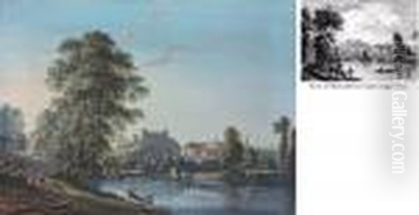 View Of Shrewsbury Castle From The River Oil Painting by Paul Sandby