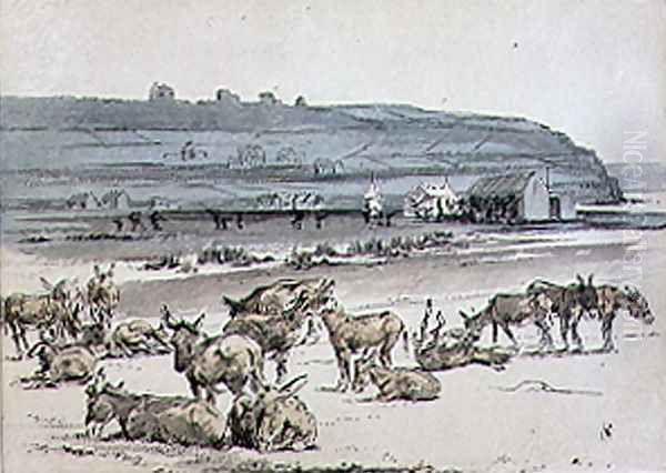 Donkeys on the Golf Course, illustration from Graphic magazine, pub. c.1870 2 Oil Painting by Henry Sandercock