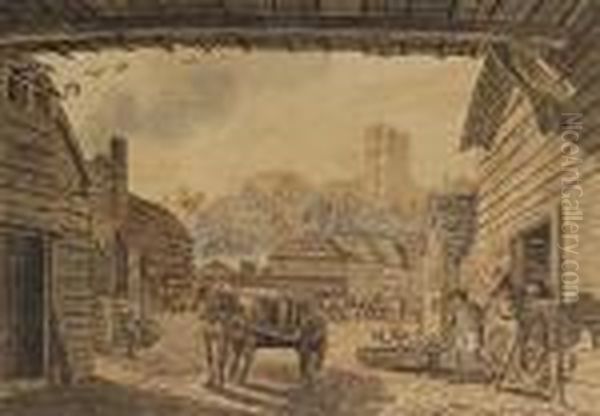 Windsor From Mr Isherwood's Brewhouse Oil Painting by Paul Sandby