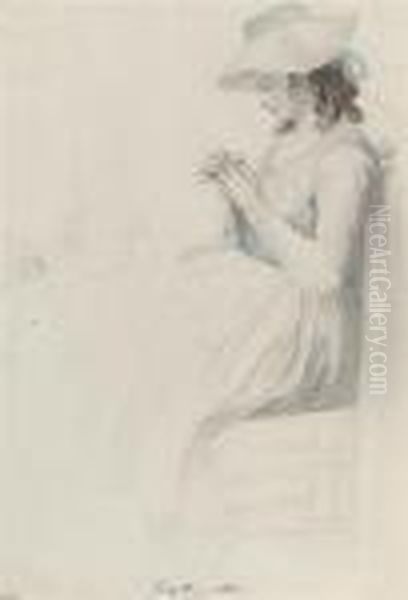 Portrait Of Lady Emma Hamilton Oil Painting by Paul Sandby