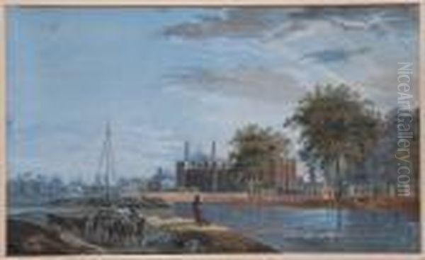 View Of Eton Collage Oil Painting by Paul Sandby