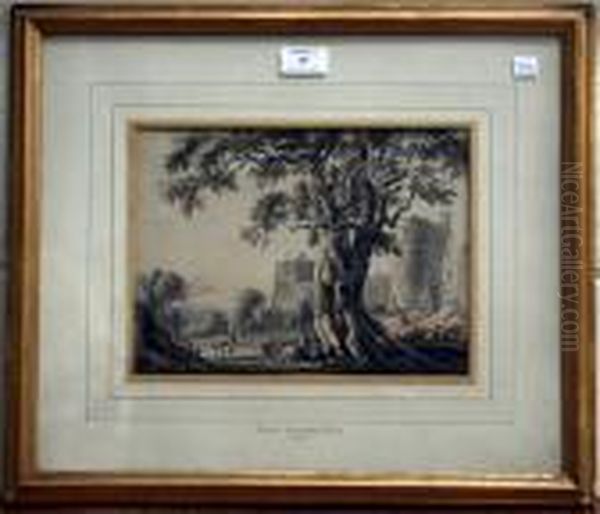 Landscape With Figures Before A Castle Oil Painting by Paul Sandby