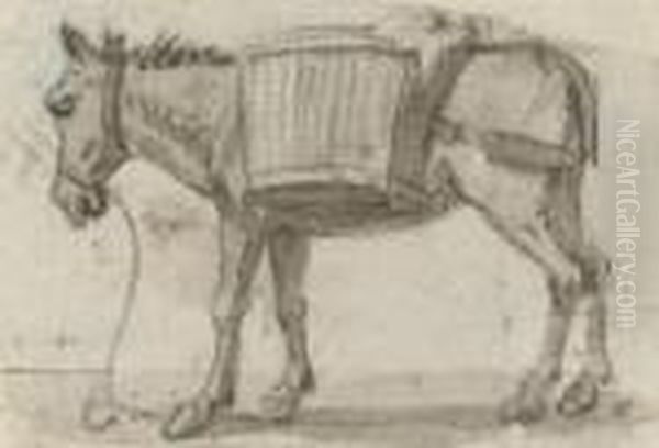 Study Of A Donkey Oil Painting by Paul Sandby