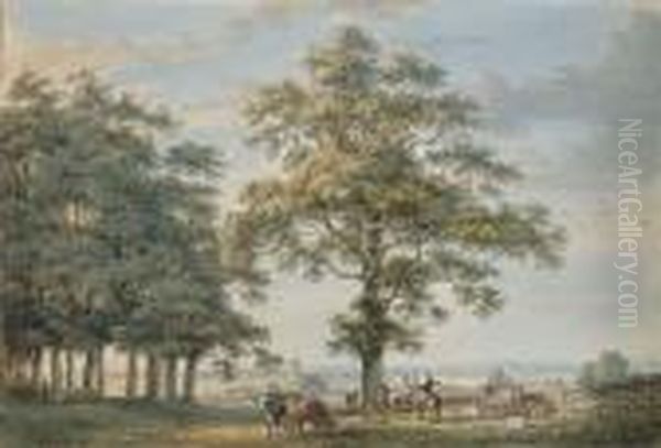 Woolwich From The Conduit Hill, The Thames Beyond Oil Painting by Paul Sandby