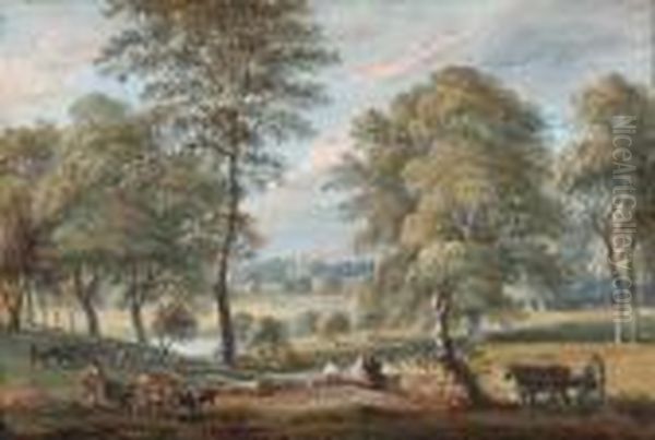 Foresters In Windsor Great Park Oil Painting by Paul Sandby