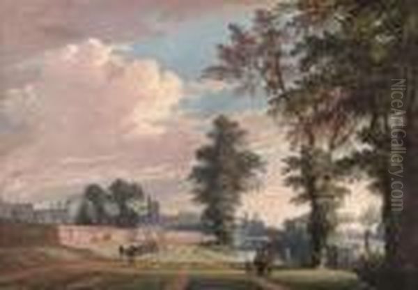 The North Front Of Windsor Castle From Datchet Lane Oil Painting by Paul Sandby