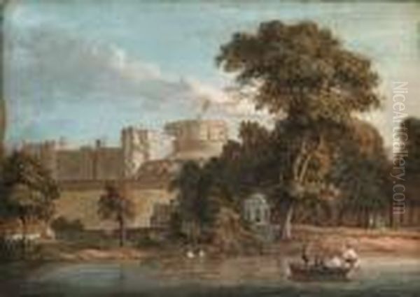 Windsor Castle, From The Thames Near Romney Island, Berkshire Oil Painting by Paul Sandby