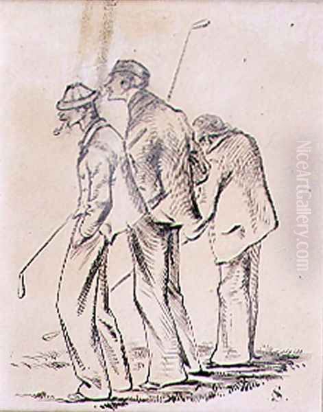 The Lethargic Golfers, illustration from Graphic magazine, pub. c.1870 Oil Painting by Henry Sandercock