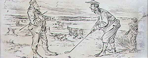 The Hesitant Golfer, illustration from Graphic magazine, pub. c.1870 Oil Painting by Henry Sandercock