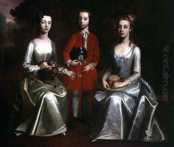 Family Portrait of Three Children, c.1720 Oil Painting by Enoch Seeman