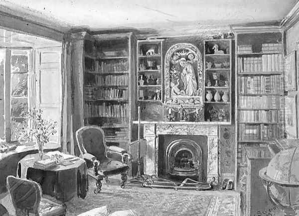 Interior of Ruskins Study at Brantwood, 1893 Oil Painting by Joseph Arthur Palliser Severn