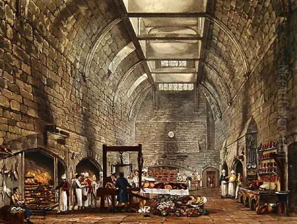 Ancient Kitchen, Windsor Castle, engraved by William James Bennett 1787-1844 from The History of the Royal Residences by William Henry Pyne 1769-1843 pub. 1818 Oil Painting by James Stephanoff