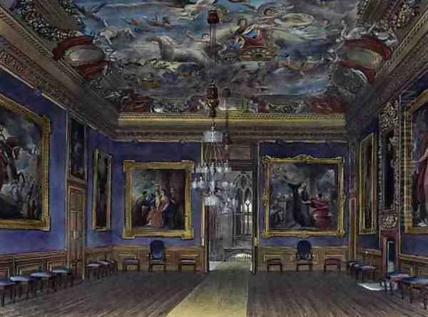 The Kings Drawing Room, Windsor Castle, from Royal Residences, engraved by Thomas Sutherland b.1785, pub. by William Henry Pyne 1769-1843, 1817 Oil Painting by James Stephanoff