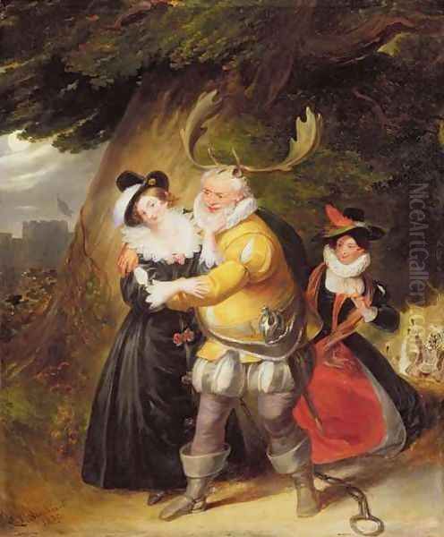 Falstaff at Hernes oak from The Merry Wives of Windsor, Act V, Scene V, 1832 Oil Painting by James Stephanoff