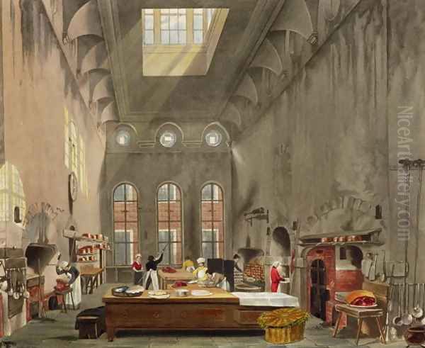 Kitchen, St. Jamess Palace, engraved by William James Bennett 1787-1844 from The History of the Royal Residences by William Henry Pyne 1769-1843 pub. 1819 Oil Painting by James Stephanoff