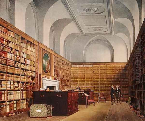 The Kings Library, Buckingham House, from The History of the Royal Residences, engraved by James Baily, by William Henry Pyne 1769-1843, 1819 Oil Painting by James Stephanoff