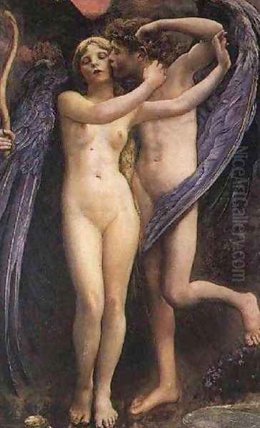 Cupid and Psyche Oil Painting by Annie Louise Swynnerton