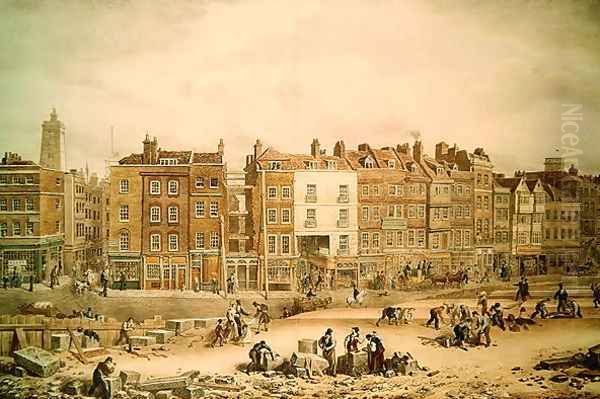 A view of High Street Southwark being the Ancient Roadway Oil Painting by George the Elder Scharf