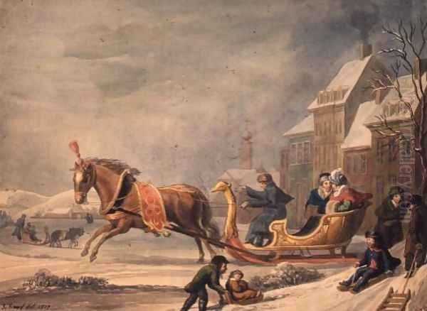 Winter in Germany, 1817 Oil Painting by George the Elder Scharf