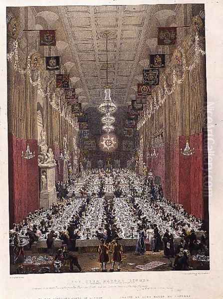 The Lord Mayors Dinner at the Guildhall, 9th November 1828 Oil Painting by George the Elder Scharf