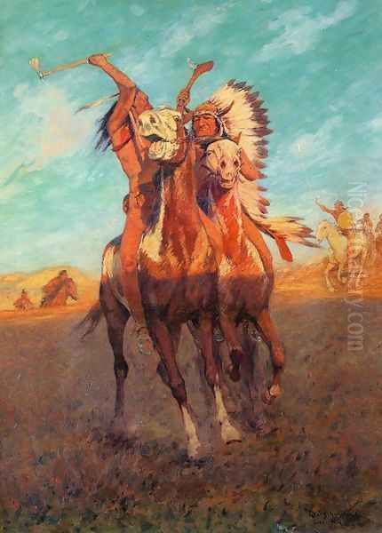 Fight to the Finish Oil Painting by Charles Schreyvogel