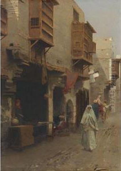 A Street In North Africa Oil Painting by Rubens Santoro