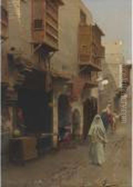 A Street In North Africa Oil Painting by Rubens Santoro