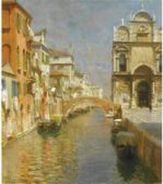 The Rio Dei Mendicanti And The Scuola Grande Di San Marco, Venice Oil Painting by Rubens Santoro