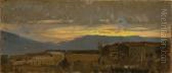 Paesaggio Al Tramonto Oil Painting by Rubens Santoro