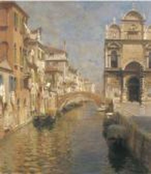 Venezia, Rio Dei Mendicanti E Campo Ss. Giovanni E Paolo Oil Painting by Rubens Santoro