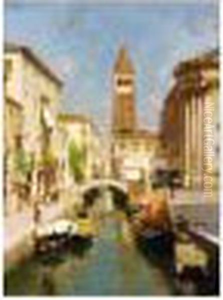 Canale San Barnaba, Venice Oil Painting by Rubens Santoro