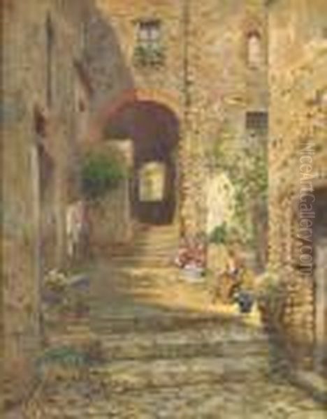 Scorcio Di Vicolo Calabrese Oil Painting by Rubens Santoro