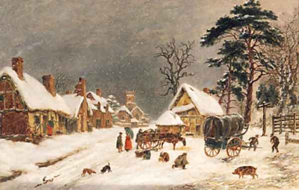 The Snowball Fight Oil Painting by William Oliver Stone