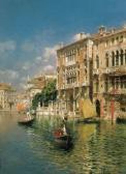 A Gondola Ride, Venice Oil Painting by Rubens Santoro