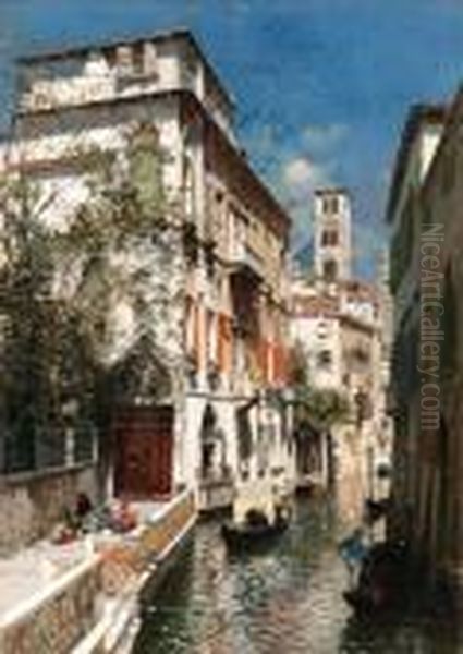 Summer In Venice Oil Painting by Rubens Santoro