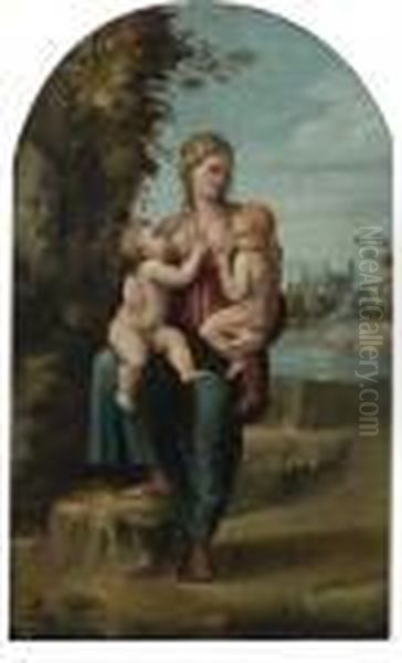 Charity Oil Painting by Raphael (Raffaello Sanzio of Urbino)