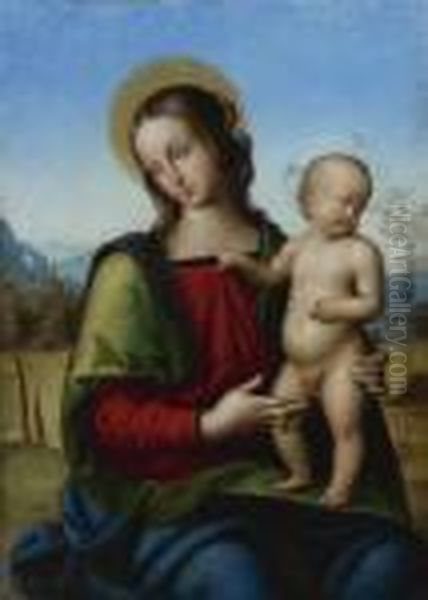 The Madonna And Child In A Landscape Oil Painting by Raphael (Raffaello Sanzio of Urbino)