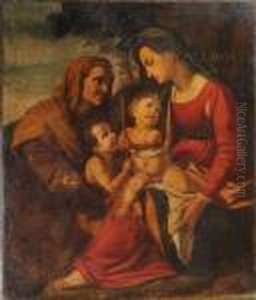 Madonna And Child With St. 
John And St. 
Anne Oil Painting by Raphael (Raffaello Sanzio of Urbino)