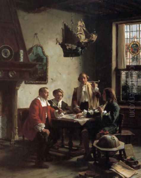 The Geographers Oil Painting by Albert Friedrich Schroder