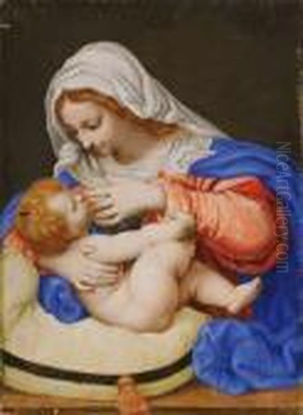 Vierge A L'enfant Au Poussin Oil Painting by Raphael (Raffaello Sanzio of Urbino)