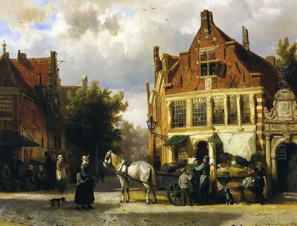 The Corner of Westerstraat and Tabakstraat in Enkhuizen Oil Painting by Cornelis Springer