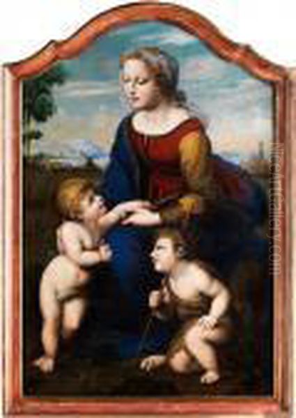 Madonna Mit Dem Jesusknaben Und Dem Johannesknablein Oil Painting by Raphael (Raffaello Sanzio of Urbino)