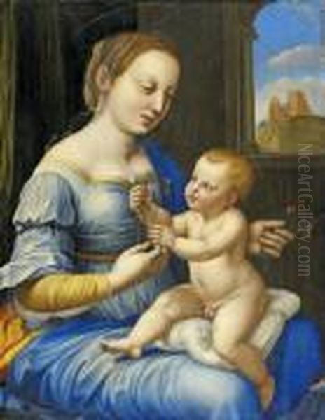 Madonna Mit Dennelken Oil Painting by Raphael (Raffaello Sanzio of Urbino)