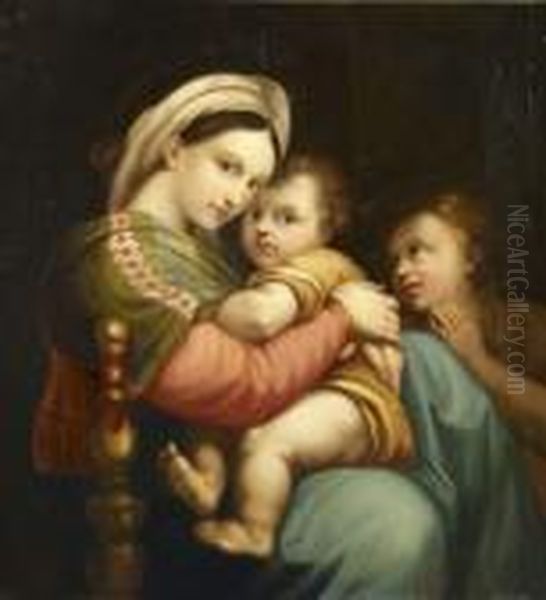 La Vierge A La Chaise Oil Painting by Raphael (Raffaello Sanzio of Urbino)